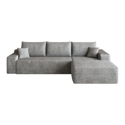 107" Cloud Sectional Couch with L-Shape Chaise,Modern Modular Sofa with Deep Seat, Upholstered Couches for Living Room Bedroom,No Assembly Required, Grey(Plush Corduroy Fabric) image 6