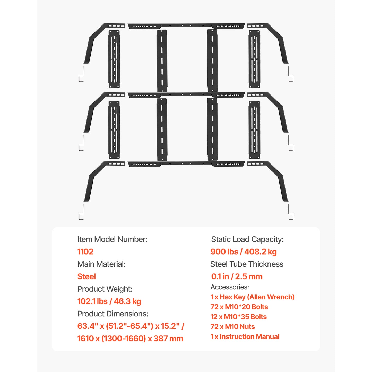 Overland Truck Bed Rack fit Tacoma/Ranger/Gladiator JT/Colorado/Canyon image 4