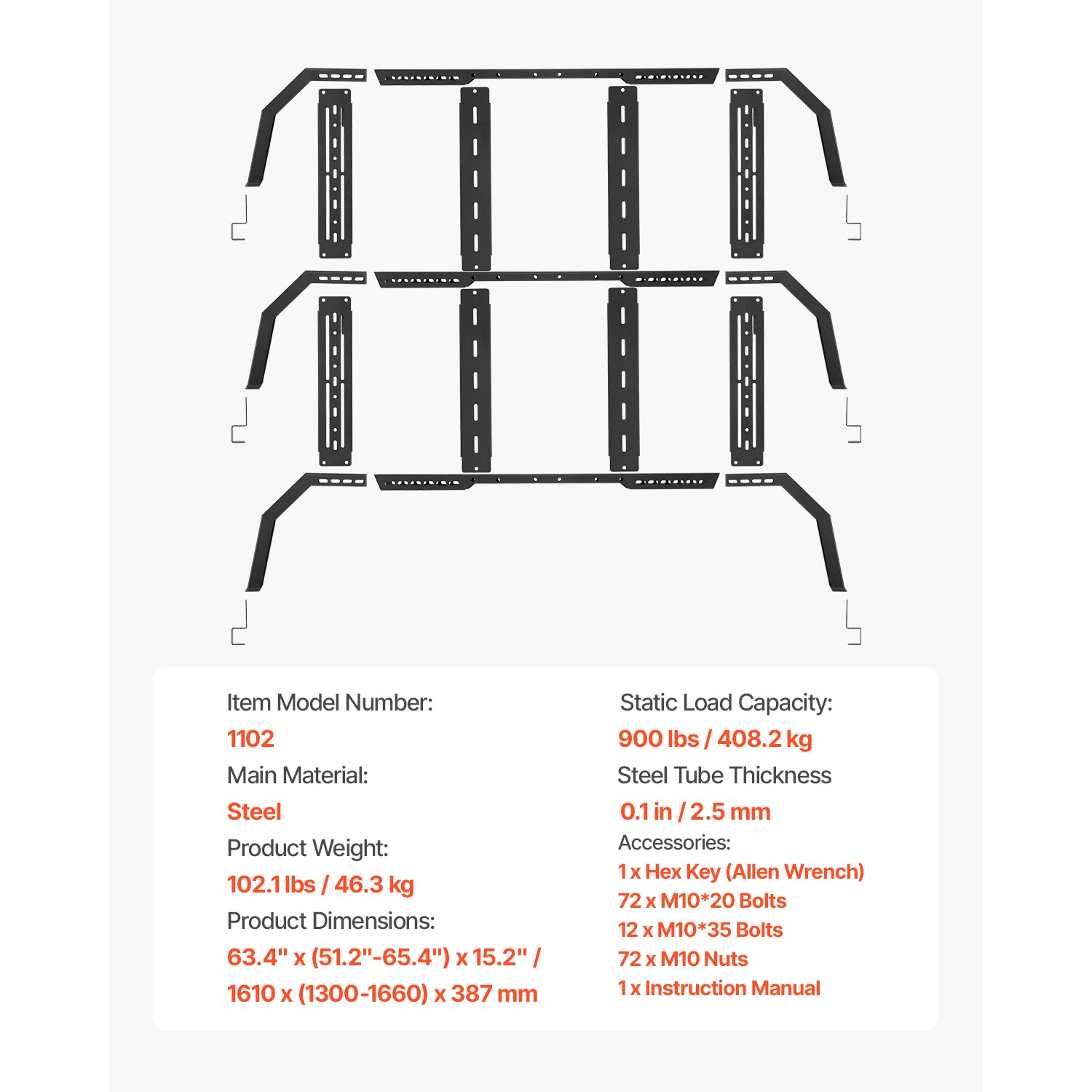 Overland Truck Bed Rack fit Tacoma/Ranger/Gladiator JT/Colorado/Canyon image 4