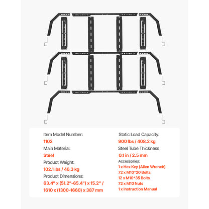 Overland Truck Bed Rack fit Tacoma/Ranger/Gladiator JT/Colorado/Canyon image 4