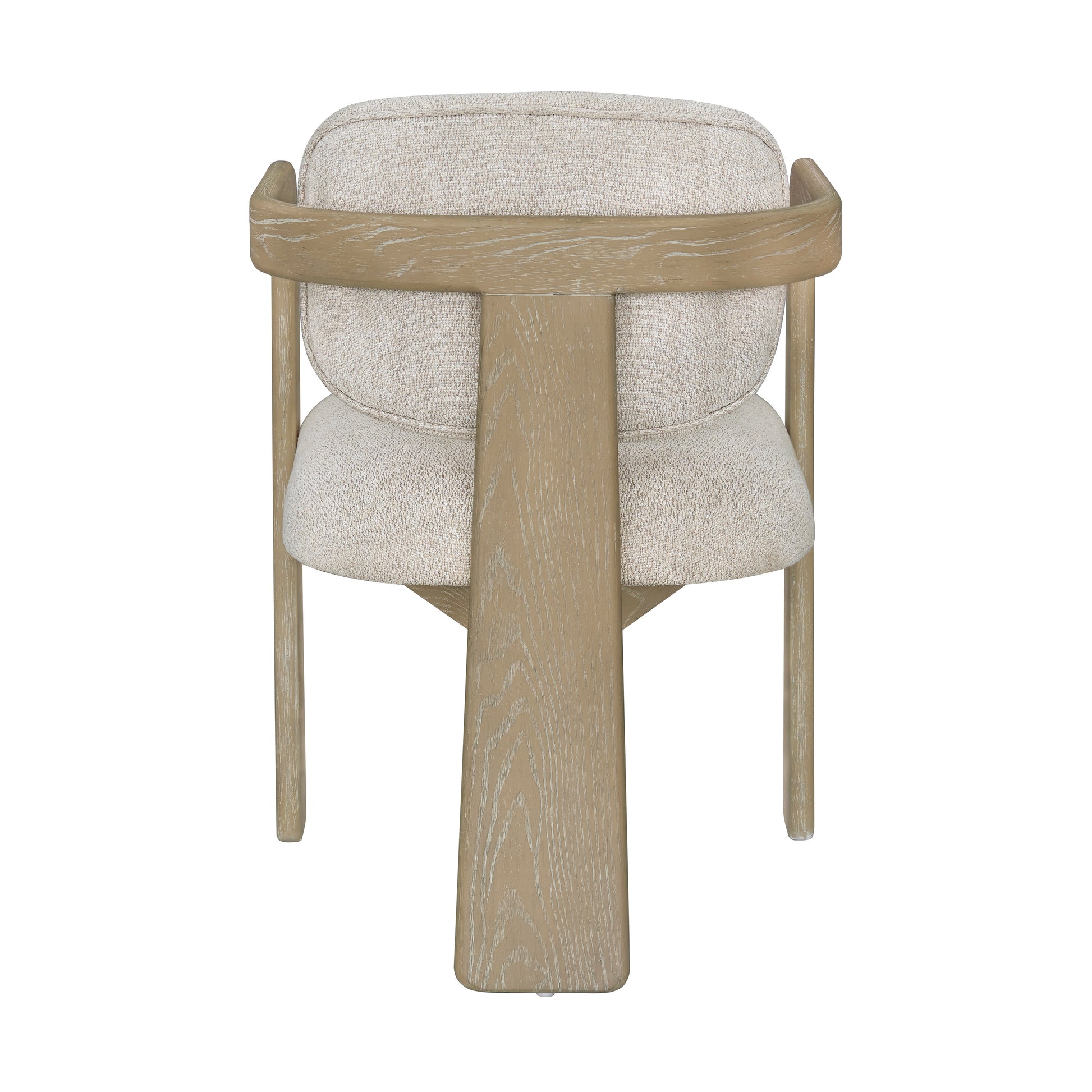 Modern Oak Finish Arm Chairs Set of 2 Beige Fabric Upholstery Curved Backrest Solid Rubberwood Dining Room Furniture image 7