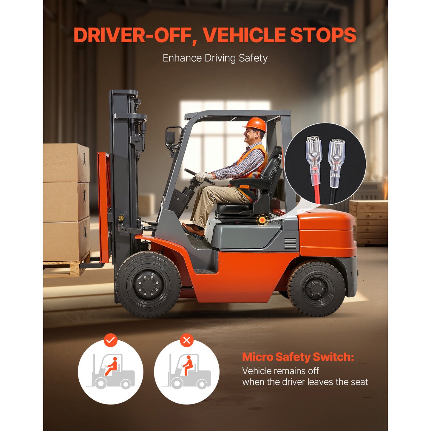 Forklift Seat Fold Down Tractor Suspension Seat Adjustable Back & Headrest image 4