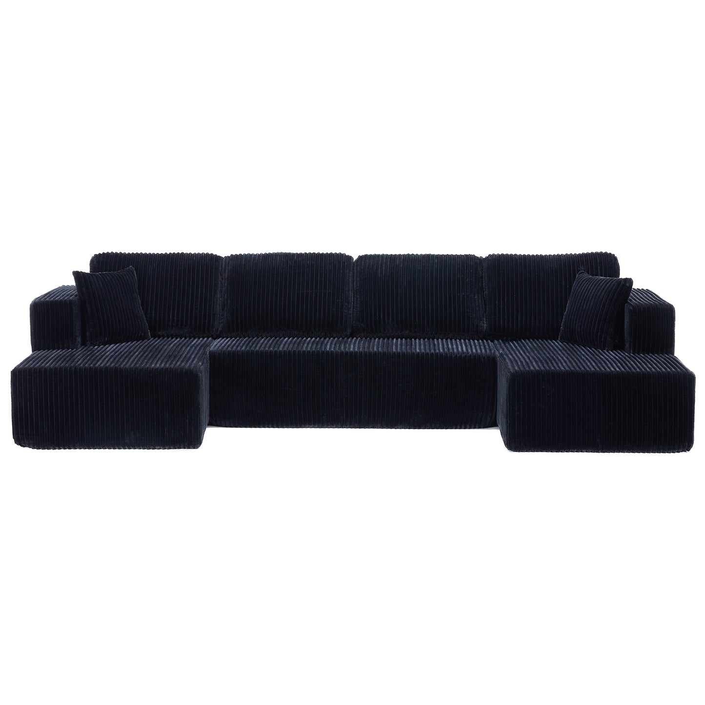 U shape Modular Sectional Sofa, Compressed Sectional Sofa Modern Minimalist Style Corduroy Couch, Sleeper Sofa for Living Room, Bedroom, Comfy Compressed Sofa Couch Space-Efficient,BLACK image 8