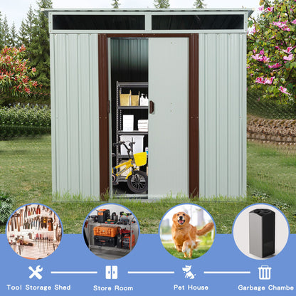 6ft x 5ft Outdoor Metal Storage Shed White image 3