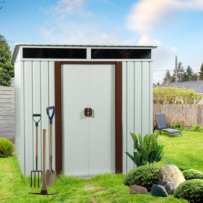 6ft x 5ft Outdoor Metal Storage Shed White image 1