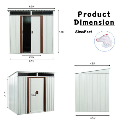 6ft x 5ft Outdoor Metal Storage Shed White image 7
