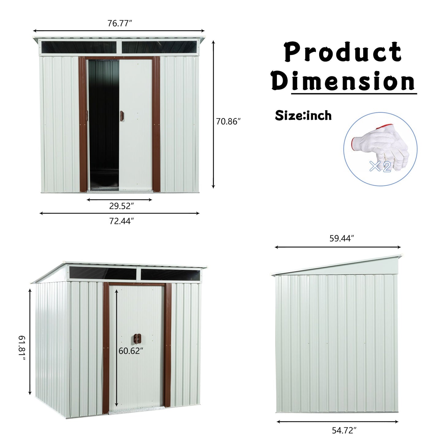 6ft x 5ft Outdoor Metal Storage Shed White image 8