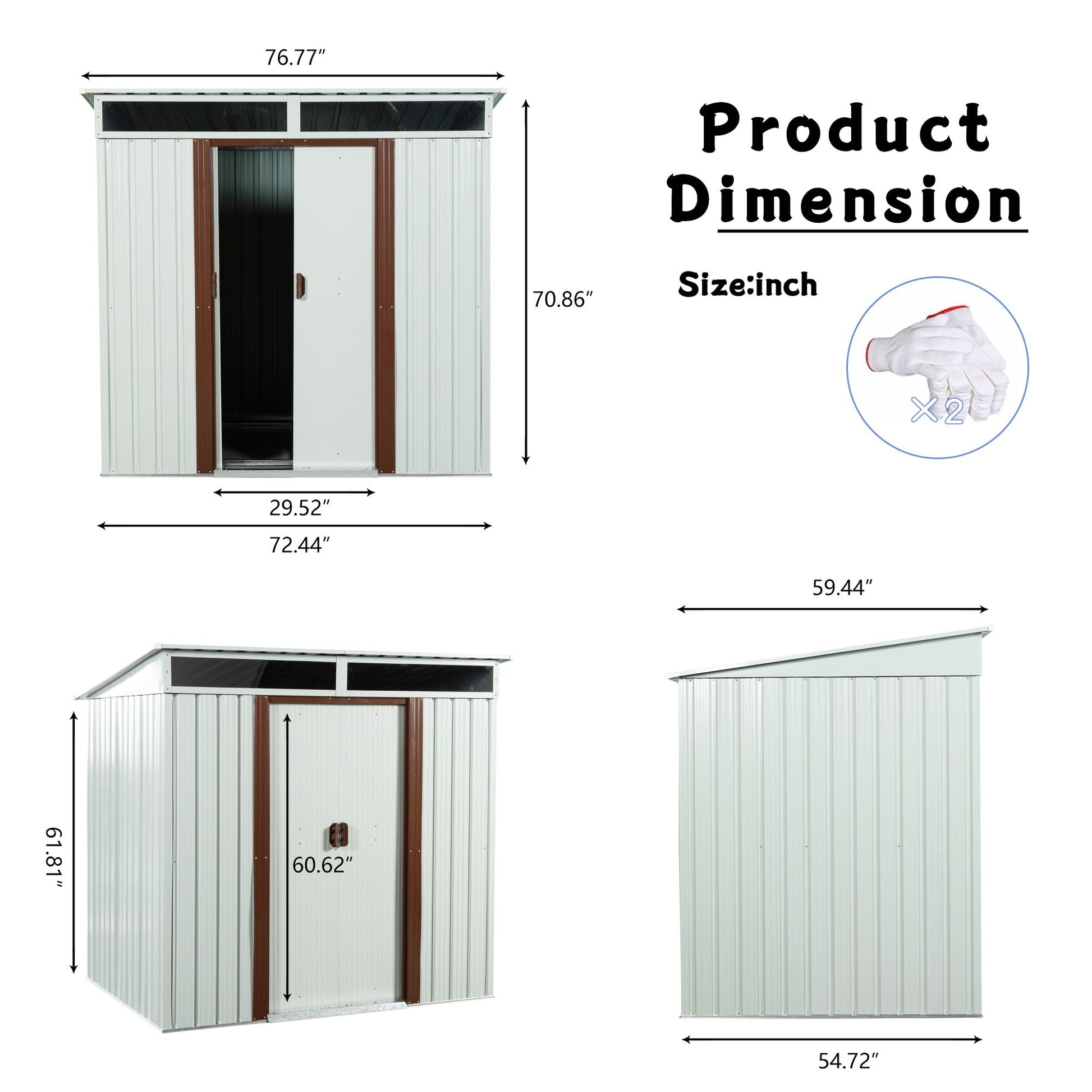 6ft x 5ft Outdoor Metal Storage Shed White image 8