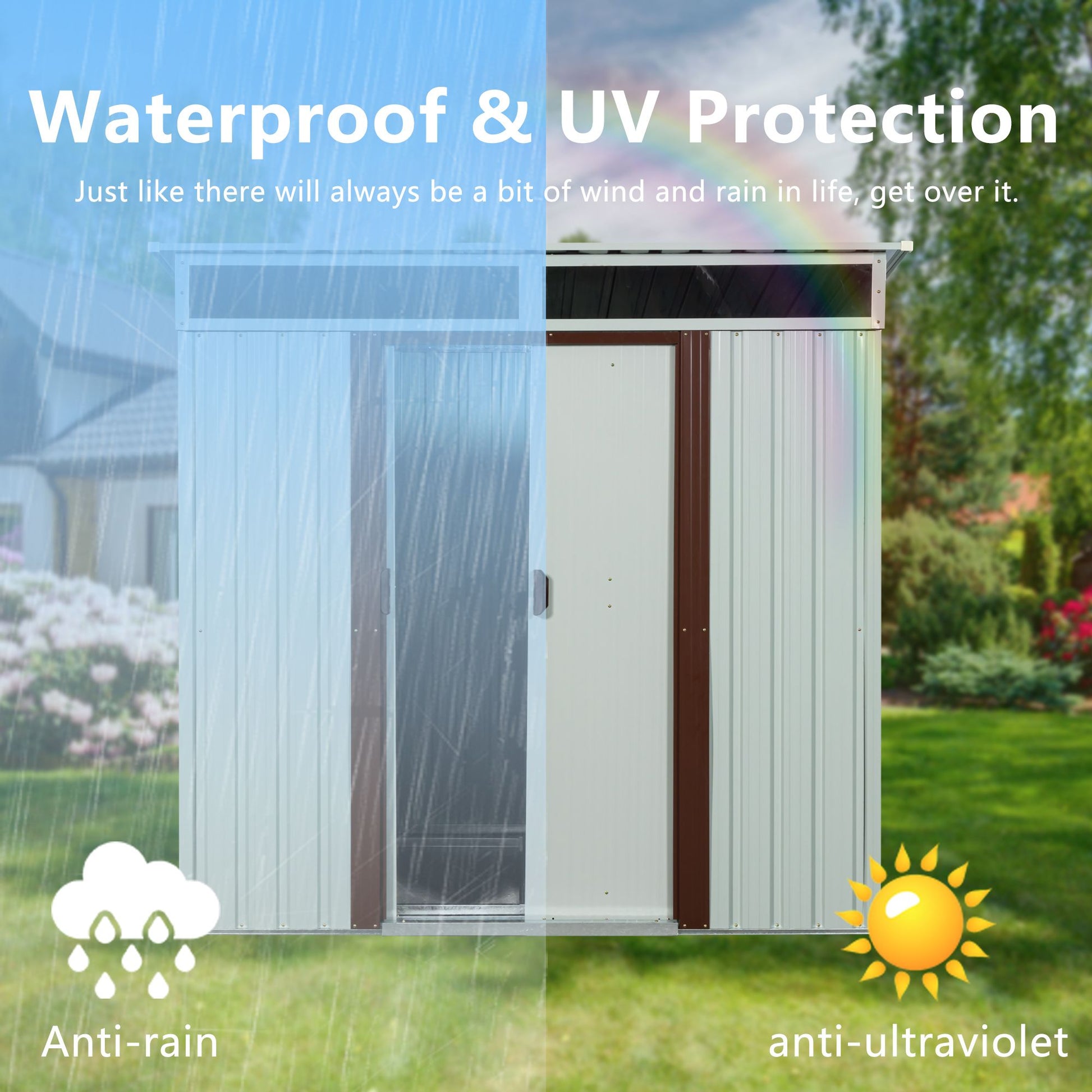 6ft x 5ft Outdoor Metal Storage Shed White image 4