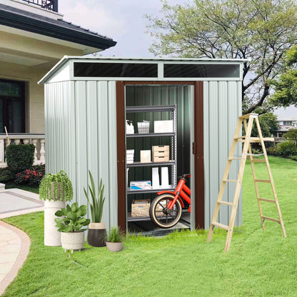 6ft x 5ft Outdoor Metal Storage Shed White image 2