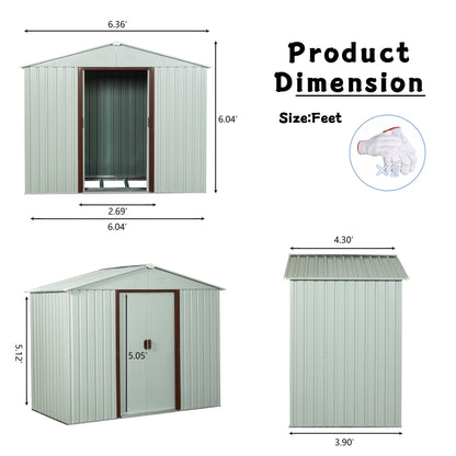 6ft x 5ft Outdoor Metal Storage Shed with Metal foundation ,White image 7