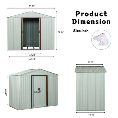 6ft x 5ft Outdoor Metal Storage Shed with Metal foundation ,White image 8