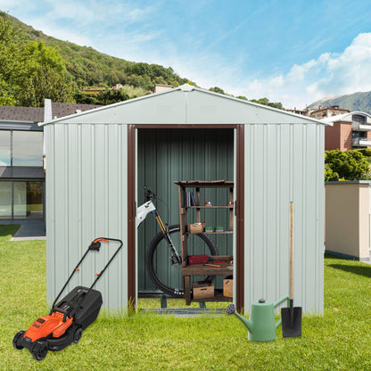 6ft x 5ft Outdoor Metal Storage Shed with Metal foundation ,White image 2