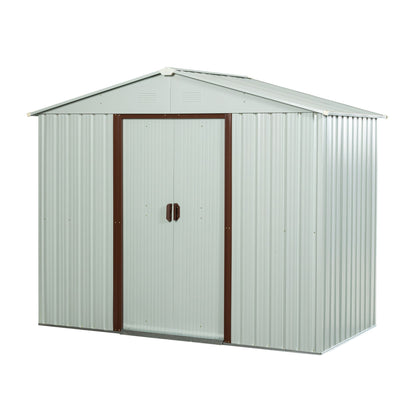 6ft x 5ft Outdoor Metal Storage Shed with Metal foundation ,White image 9