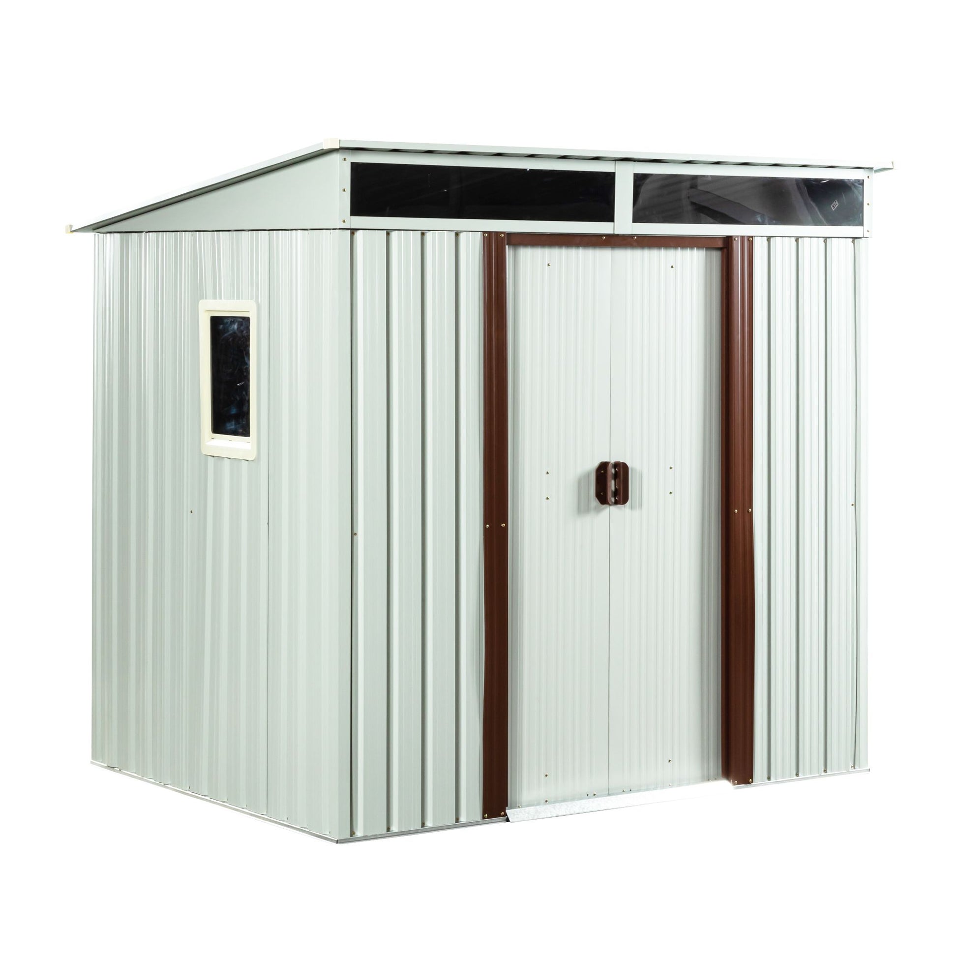 6ft x 5ft Outdoor Metal Storage Shed With window and Metal foundation White image 5