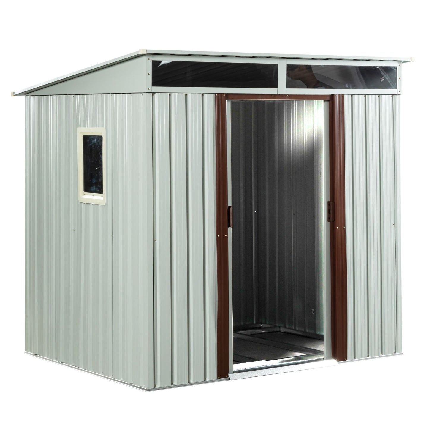 6ft x 5ft Outdoor Metal Storage Shed With window and Metal foundation White image 6