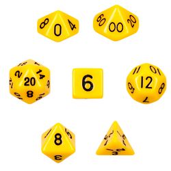 7 Die Polyhedral Dice Set in Velvet Pouch - Opaque Yellow image 1