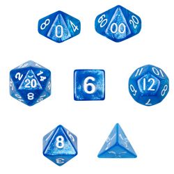 7 Die Polyhedral Dice Set in Velvet Pouch- Horizon image 1
