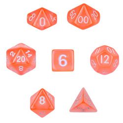 7 Die Polyhedral Set in Velvet Pouch-Translucent Orange image 1