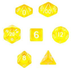 7 Die Polyhedral Set in Velvet Pouch-Translucent Yellow image 1