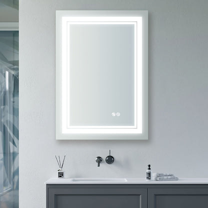 7 Size LED Bathroom Mirror Wall Mounted Vanity Mirror Anti-Fog Mirror Dimmable Lights with Touch Switch(Horizontal/Verti image 1