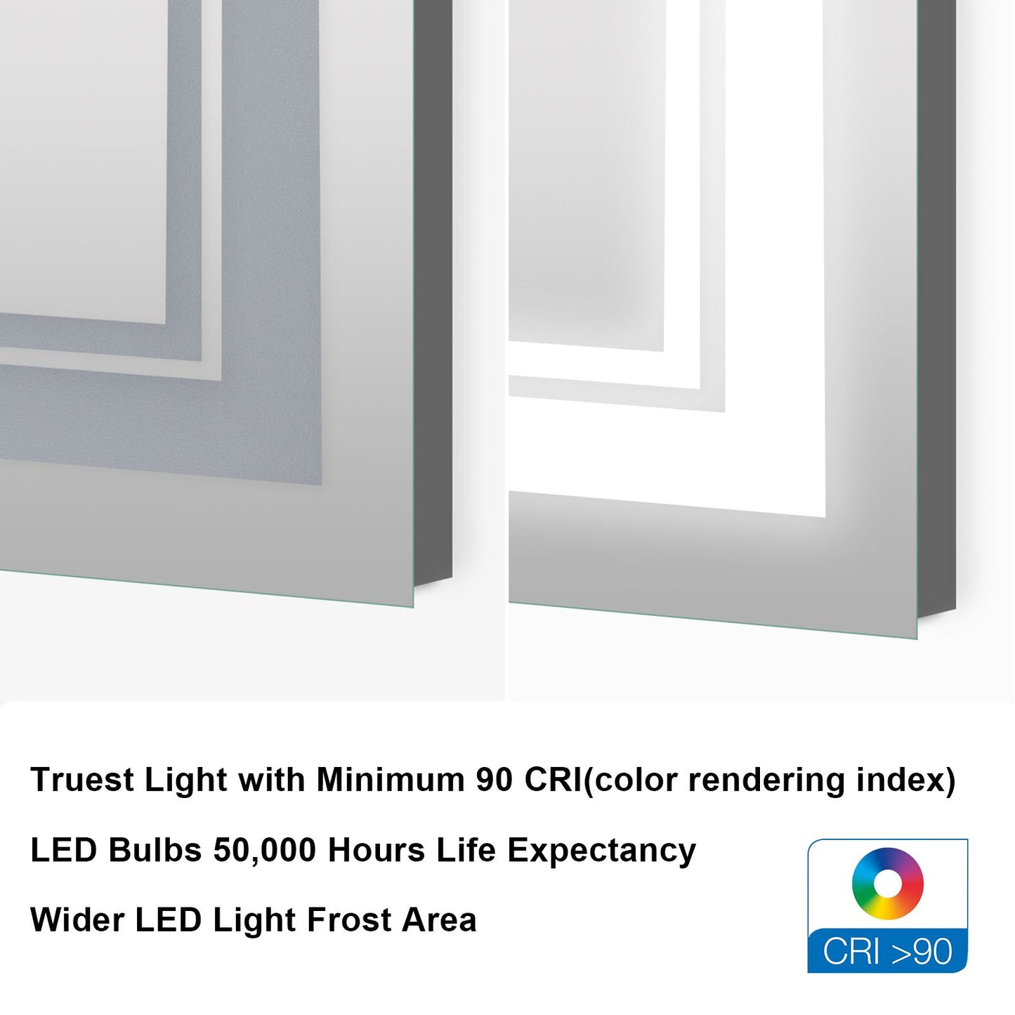 7 Size LED Bathroom Mirror Wall Mounted Vanity Mirror Anti-Fog Mirror Dimmable Lights with Touch Switch(Horizontal/Verti image 14
