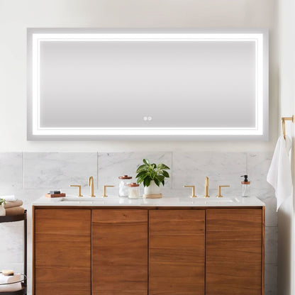 7 Size LED Bathroom Mirror Wall Mounted Vanity Mirror Anti-Fog Mirror Dimmable Lights with Touch Switch(Horizontal/Verti image 10