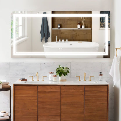 7 Size LED Bathroom Mirror Wall Mounted Vanity Mirror Anti-Fog Mirror Dimmable Lights with Touch Switch(Horizontal/Verti image 9