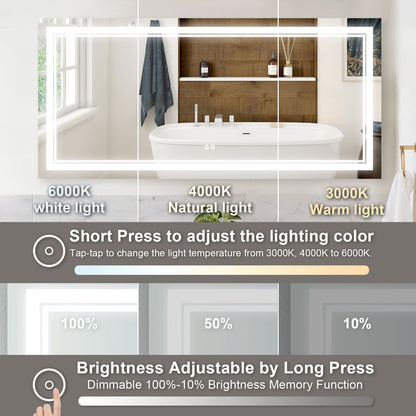 7 Size LED Bathroom Mirror Wall Mounted Vanity Mirror Anti-Fog Mirror Dimmable Lights with Touch Switch(Horizontal/Verti image 11
