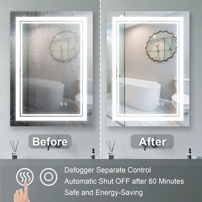 7 Size LED Bathroom Mirror Wall Mounted Vanity Mirror Anti-Fog Mirror Dimmable Lights with Touch Switch(Horizontal/Verti image 3