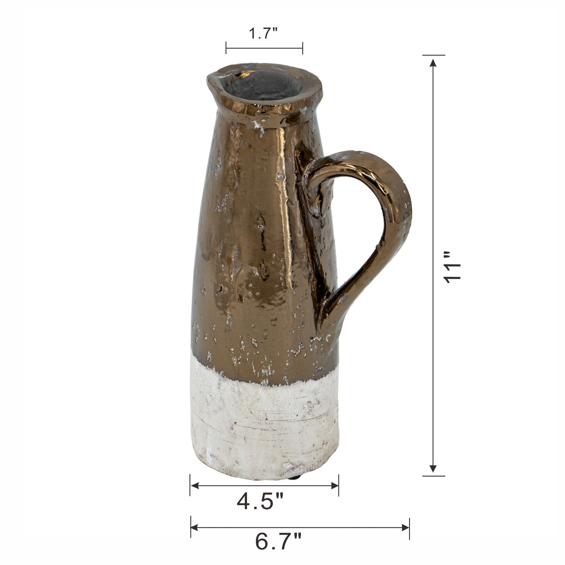 7" x 5" x 11" Candia Terracotta Pitcher, Sienna Brown image 3