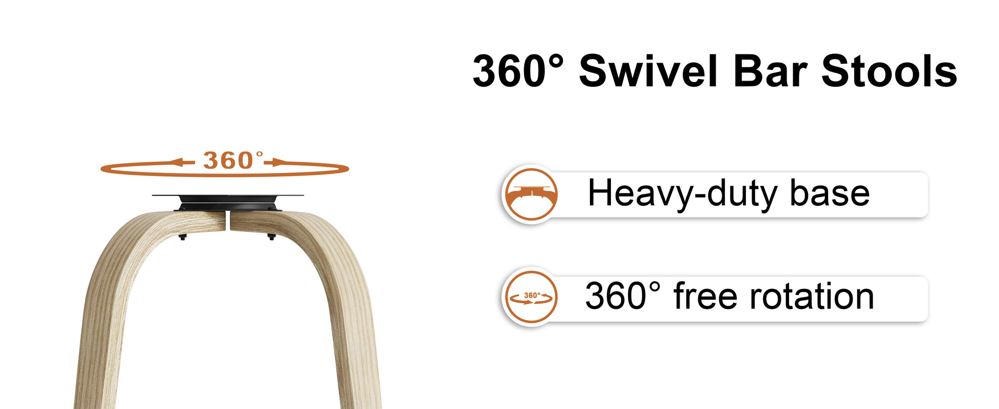AILUNWALL Swivel Bar Stools Set of 2, Bar Height Backless 30″ Bar Stool, Fabric Upholstered Seat, Sturdy Wood Legs and Metal Footrest, Mid-Century Modern Island Stool for Home Bars, Restaurants, Beige image 2