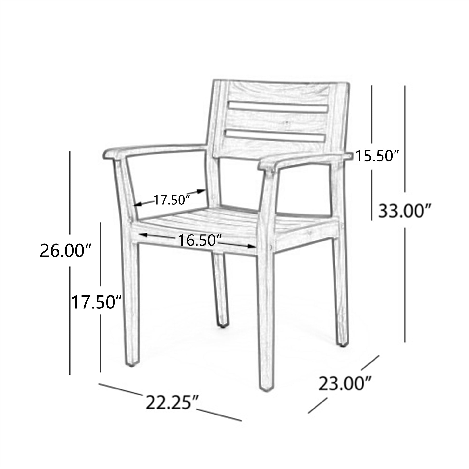 STAMFORD Dining Chairs Set of 2,Acacia Wood Patio Armchair,for Backyard, Poolside, Garden,Dark Brown image 3