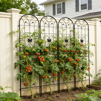4 Pack Metal Garden Trellis 86.7" x 19.7" Rustproof Trellis for Climbing Plants Outdoor Flower Support Black image 6