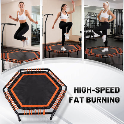 48" Mini Rebounder for Adults with Adjustable Handle Bar, Bungee Ropes, Stable & Quiet, Indoor Outdoor, Whole-Body Workout & Relaxation,Fitness Trampoline for Home and Gym, Cardio & Strength Training image 8