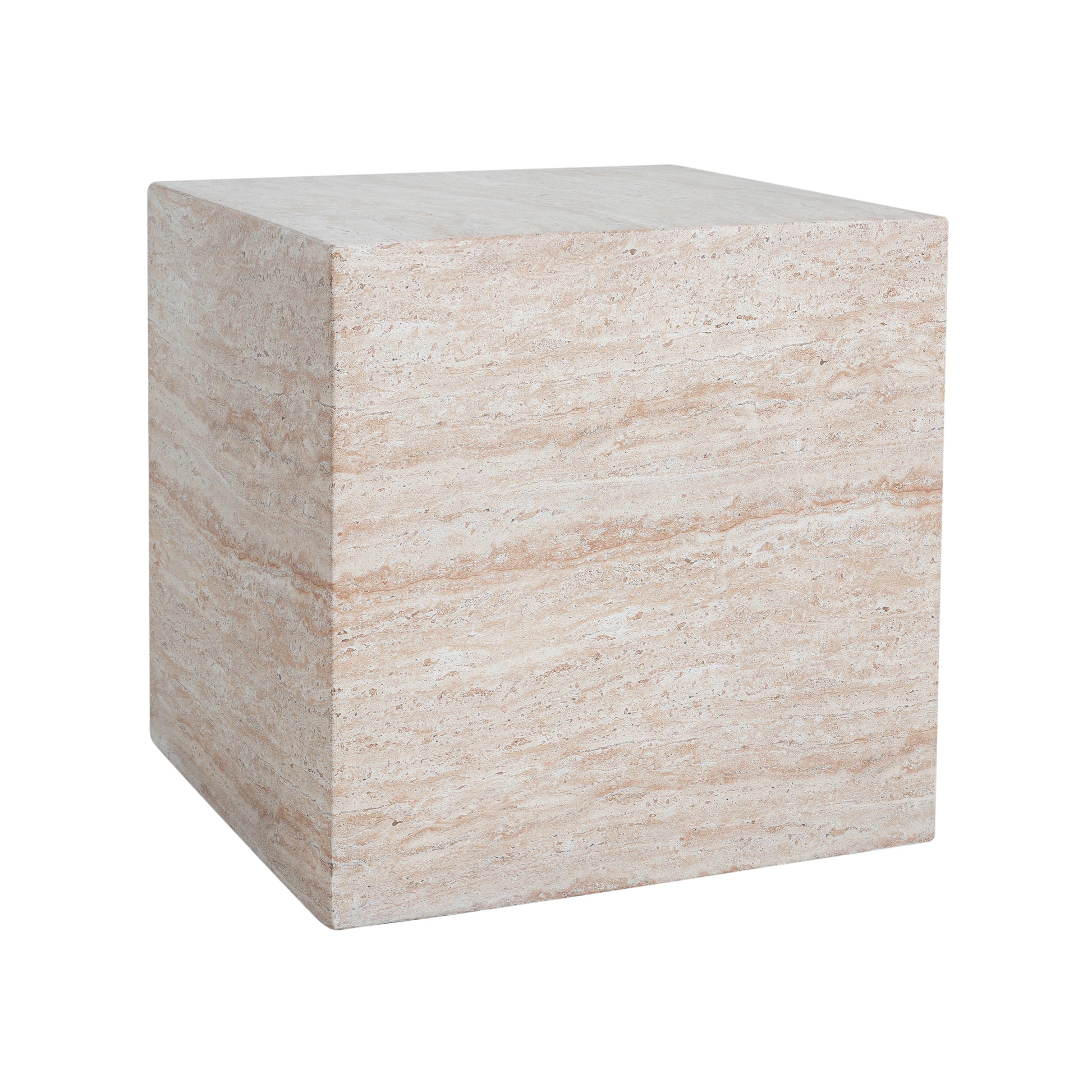 Outdoor/Indoor Square Travertine Lightweight Concrete Side Table image 4