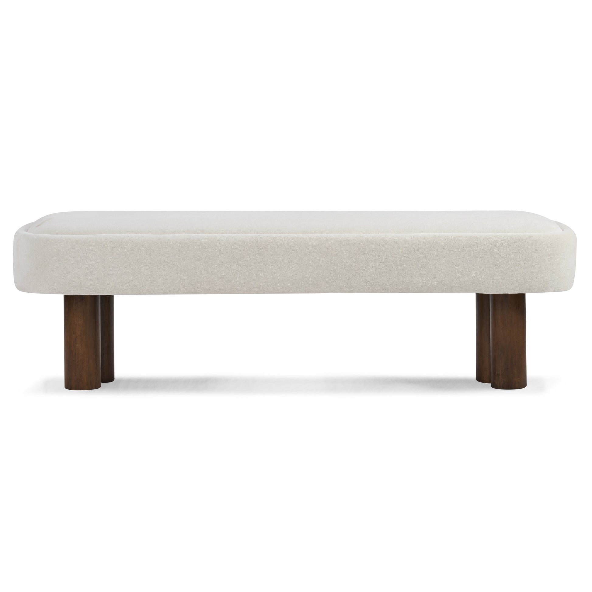 Indoor Beige Fabric Dining Bench with Walnut Color Legs, 60.04'L Upholstered Seating for Kitchen, Dining Room and Living Space,250lbs Capacity image 6