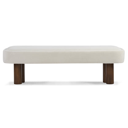 Indoor Beige Fabric Dining Bench with Walnut Color Legs, 60.04'L Upholstered Seating for Kitchen, Dining Room and Living Space,250lbs Capacity image 6