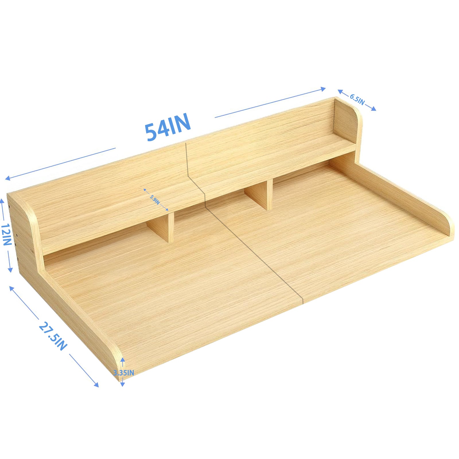Washer Dryer Countertop with Non-slip Pads, Laundry Wood Shelf Topper with Edge, 54" Width x 27.5" Depth Double Layer Organizer for Washer and Dryer Laundry Hamper Counter Storage Organization (OAK) image 2