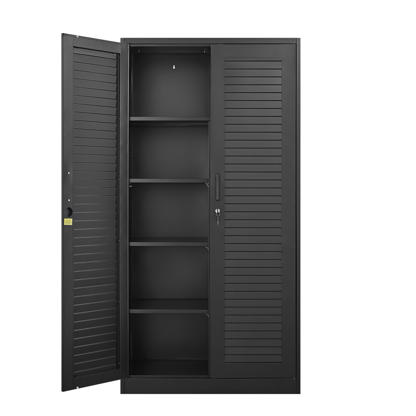 Wide & Deep Metal Storage Cabinet with Hanging Rod,Black Broom Closet Storage Cabinet with Lock, Tall Wardrobe Cabinets with Doors and Shelves,Locking Steel Tool Cabinets for Home,Office,Garage image 9