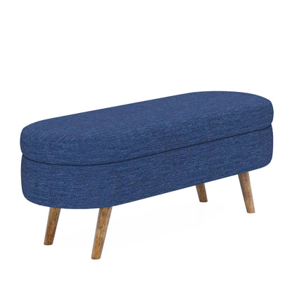 Ottoman Oval Storage Bench,Rubber Wood Legs,BLUE(43.5"x16"x16") image 5