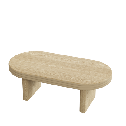 Mid Century Modern Oval Fluted Coffee Table, Farmhouse Wood Coffee Table, Cocktail Table, Center Table for Living Room, Office, Home Decor(Natural, 23.62" D x 47.24" W x 16.34" H) image 8
