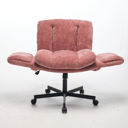 Modern Chenille Swivel Office Chair, Height Adjustable Task Chair with Convertible Multi-Position Armrests, Comfy Double Cushioned Desk Chair for Home, Study,Vanity & Living Room, Blush Pink,SW5028PK image 8