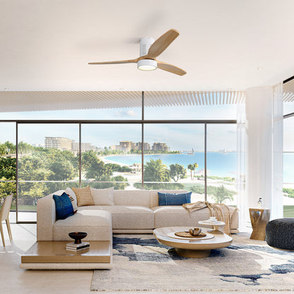 52 Inch Indoor Flush Mount Ceiling Fan with LED Light and Remote Control image 8