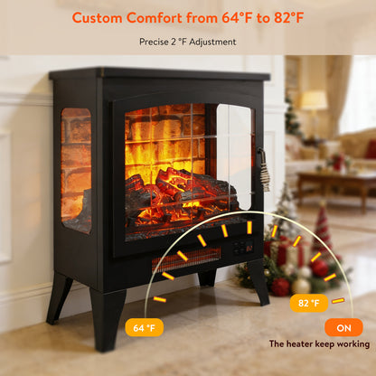 21 inchThree-sided Freestanding Electric Fireplace Stove heater with 3D Flame effect with remote control image 3