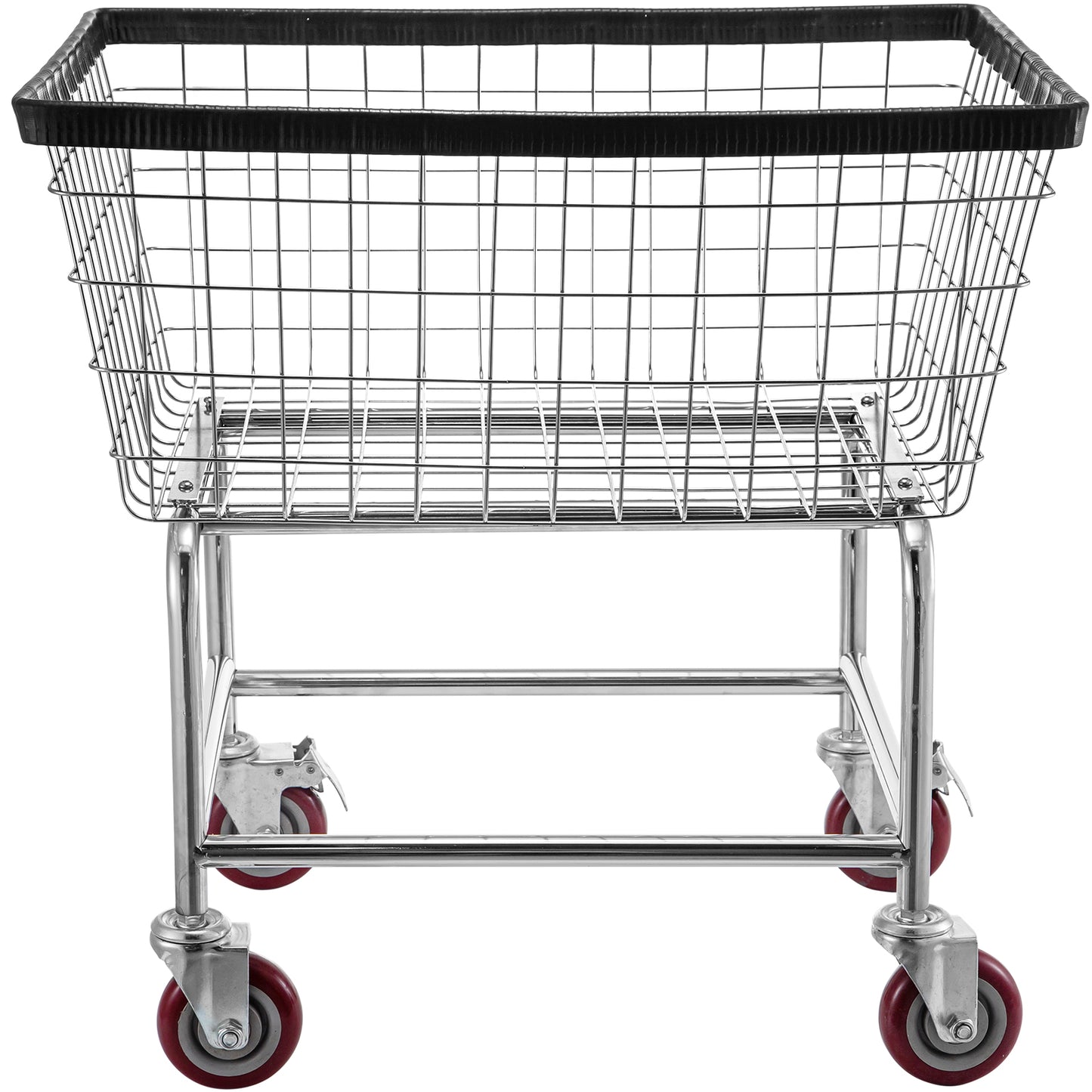 Wire Laundry Cart, 2.5 Bushel Wire Laundry Basket with Wheels, 21''x27''x27.5'' Commercial Wire Laundry Basket Cart, Steel Frame with Chrome Finish, 4inch Casters, Wire Basket Cart For Laundry image 2