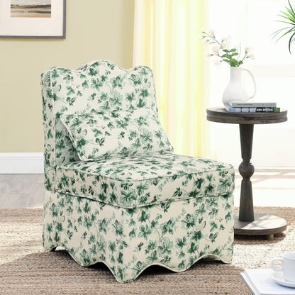 Flannel single dining chair with soft seat cushion and backrest, no armrests, matching pillow can be used as waist cushion, this dining chair can be used in the living room - GREEN image 1