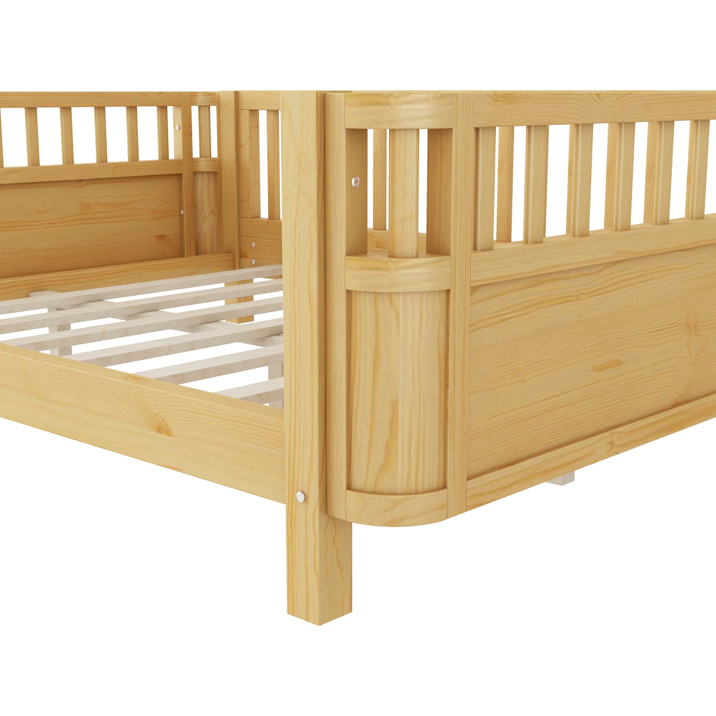 Full Size Wood Platform Bed for Kids, Wood Low Profile Full Bed with Rails for Girls and Boys, Natural (Patented Design, Old SKU W2593P233781) image 10