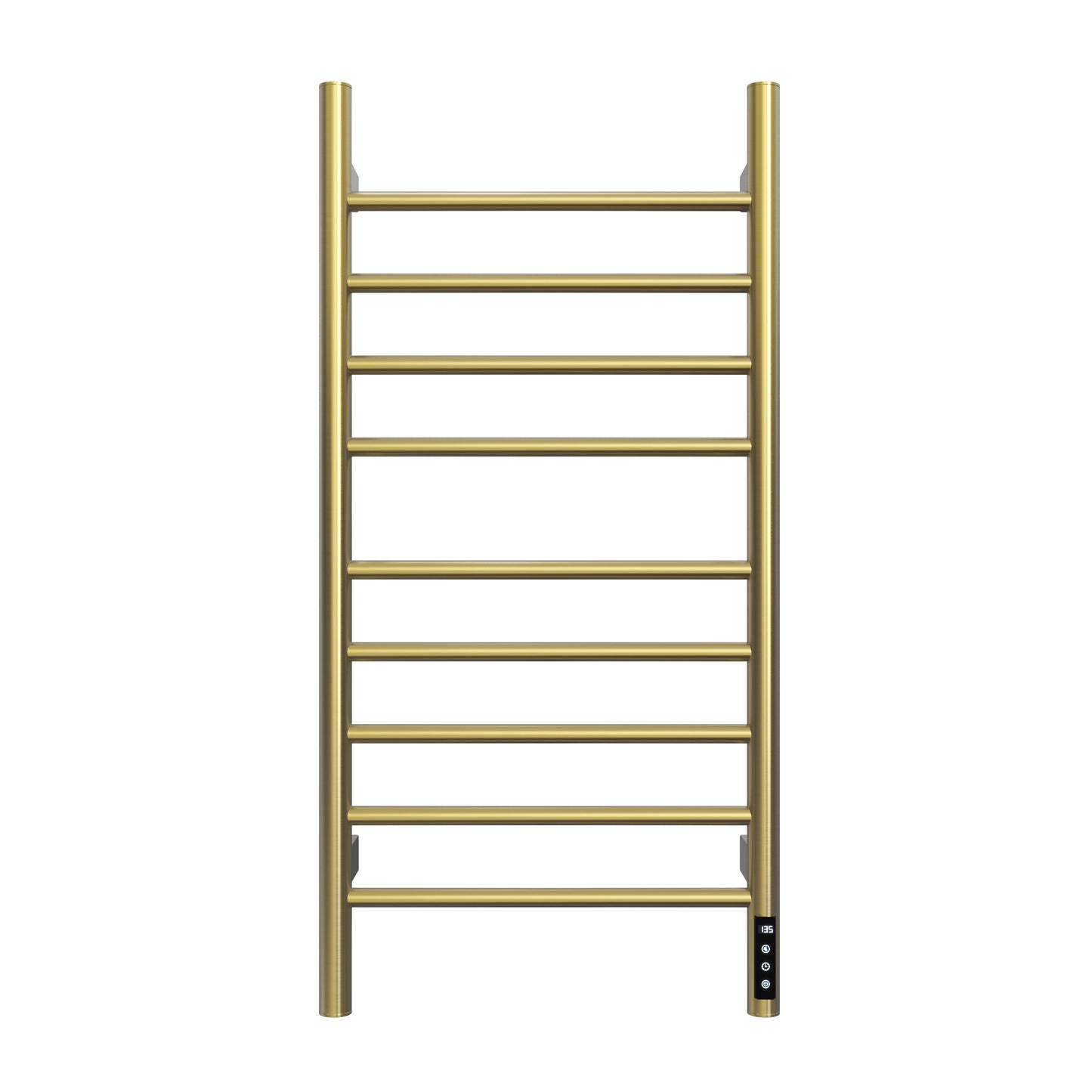 Brushed Gold Heated Towel Rack for Bathroom,Wall Mounted with Intelligent Touch Screen Timer, 9-Bar Towel Warmer, 304 Stainless Steel Polished, Plug-in/Hard-Wired image 1