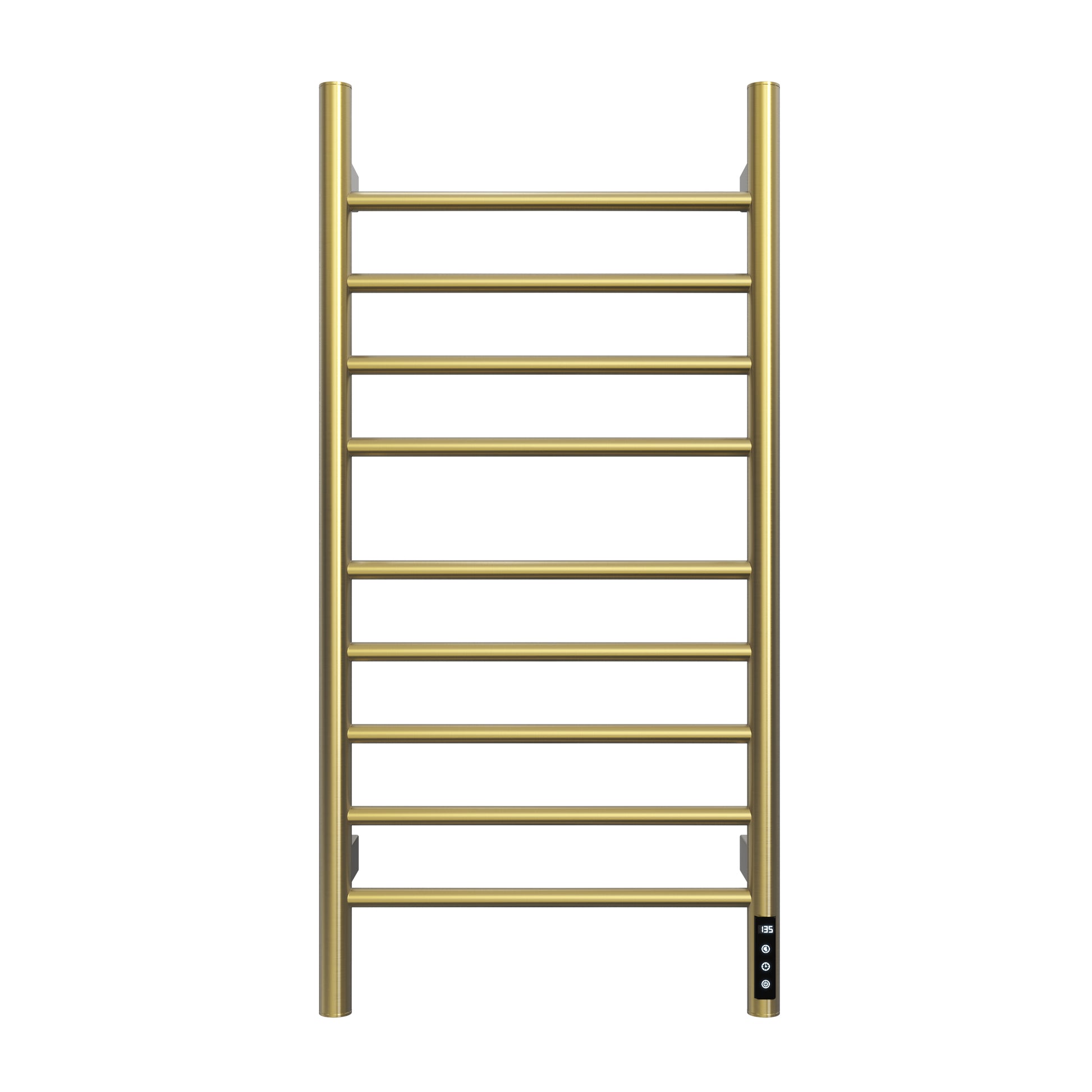 Brushed Gold Heated Towel Rack for Bathroom,Wall Mounted with Intelligent Touch Screen Timer, 9-Bar Towel Warmer, 304 Stainless Steel Polished, Plug-in/Hard-Wired image 1
